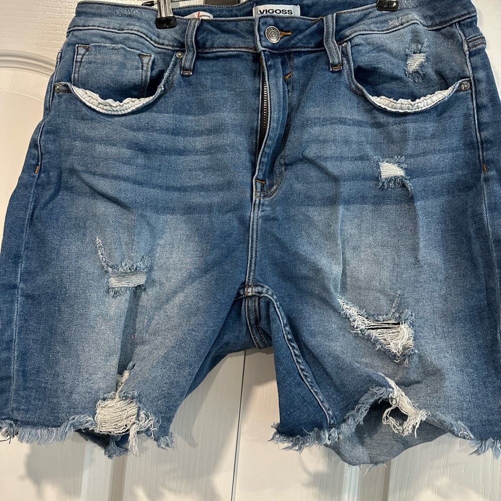 Plus Size Vigoss Women's Distressed Blue Denim Shorts